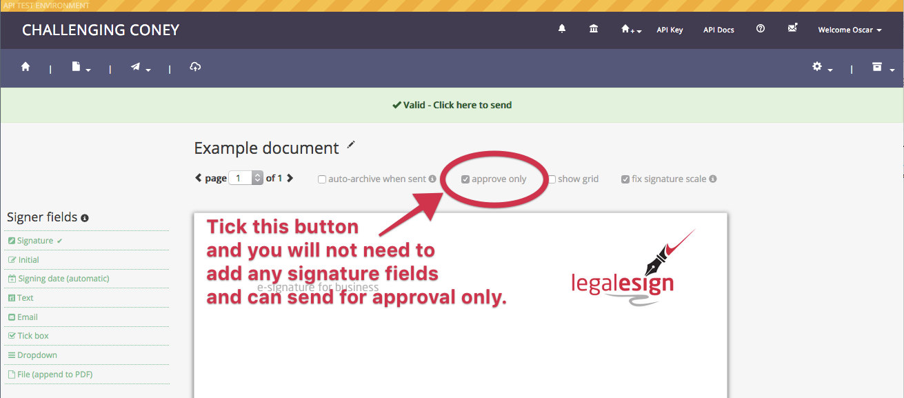 set a document for approval only